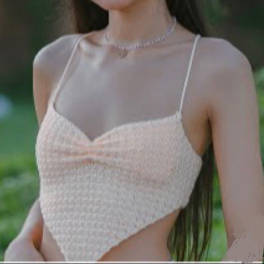 Handmade crocheted bandana tie back halter top